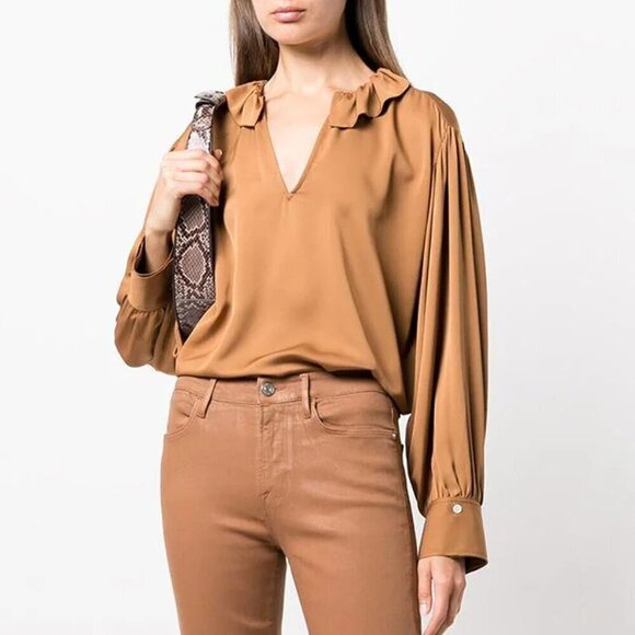 Frame Ruffle Collar Silk Blouse - Picture 1 of 4